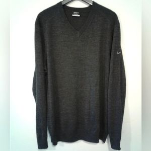 Nike Golf Sweater Men's XL Merino Wool V-Neck Pullover Tour Performance Gray